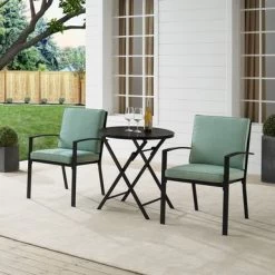 Kaplan 3Pc Outdoor Metal Bistro Set - Mist