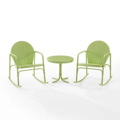 Griffith 3Pc Outdoor Metal Rocking Chair Set. - Key Lime Gloss - Image 6