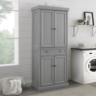Crosley Seaside Grey Freestanding Kitchen Pantry Cupboard - 30 "W X16 "D X 72 "H - Gray - Image 4