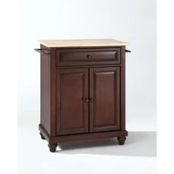 Crosley Cambridge Wood Top Portable Kitchen Island/Cart - 18"d X 31"w X 35"h - Brown - Wood - Portable