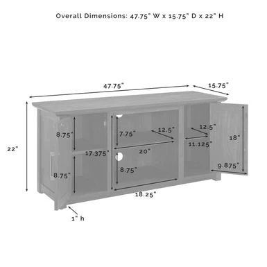 Camden 48-inch Low Profile Tv Stand - 47.75 W X 15.75 D X 22 H - Dark Walnut - Image 15
