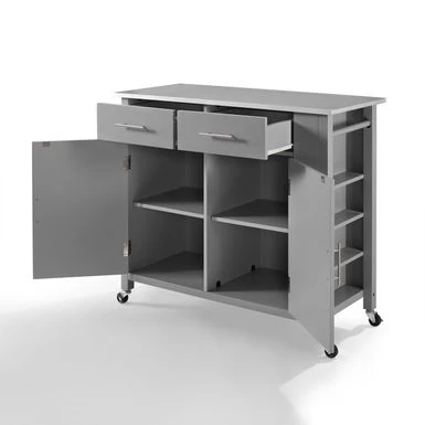 Savannah Stainless Steel Top Full-Size Kitchen Island/Cart - 37"H X 42"W X 18.25"D - Kitchen Cart - Stainless Steel - Grey - Image 9
