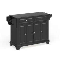 Lafayette Granite Top Kitchen Island In Black Finish - N/A - Stationary - Black - Granite