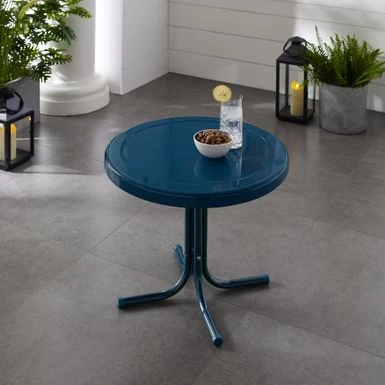 Retro Metal Side Table In Navy - Blue