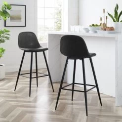 Weston 2Pc Bar Stool Set - 19"d X 19"w X 39"h - Set Of 2 - Distressed Black - Bar Height