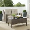 Rockport Outdoor Wicker 2Pc Conversation Set - 53.25"W X 69.63"D X 37.5"H - 53.25"W X 69.63"D X 37.5"H - Light Brown