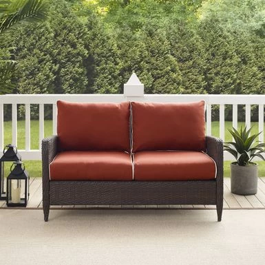 Kiawah Outdoor Wicker Loveseat - 51"W X 28.5"D X 30.5"H - 51"W X 28.5"D X 30.5"H - Brown - Image 5