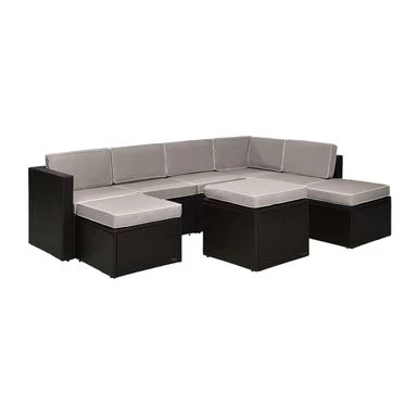Palm Harbor 8 Piece Wicker Outdoor Seating Set With Gray Cushions - 99 W X 72.5 D X 30.5 H - 99 W X 72.5 D X 30.5 H - Brown - Image 6