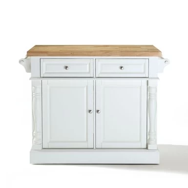 Oxford Butcher Block Kitchen Island - 47.75 "W X 23 "D X 35.75 "H - Stationary - White - Wood - Image 8