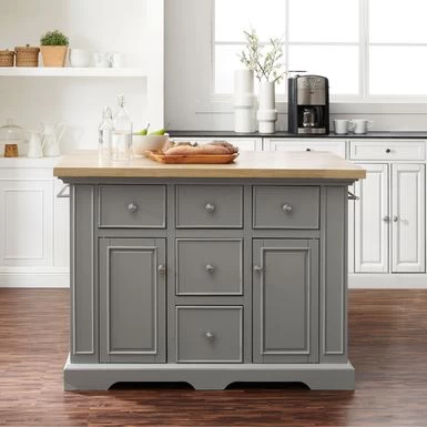 Julia Wood Top Kitchen Island - 50 "W X32 "D X 36 "H - Stationary - Gray - Wood - Image 4