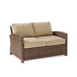 Crosley Furniture Bradenton Outdoor Wicker Loveseat With Sand Cushions
