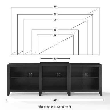 Ronin 69" Low Profile Tv Stand - Black - Image 3