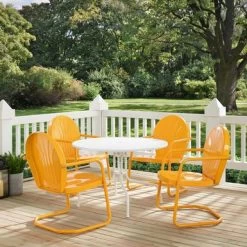 Griffith 5-piece Metal Outdoor Dining Set - Orange