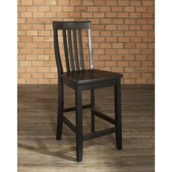 School House Bar Stool In Black Finish With 24 Inch Seat Height. (Set Of Two) - 18.25 "W X 21.25 "D X 41 "H - Set Of 2 - Black - Bar Height