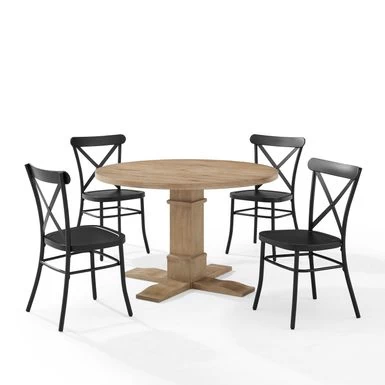 Joanna 5Pc Round Dining Set W/Camille Chairs - 98 "W X98 "D X 34.75 "H - Matte Black - Image 5