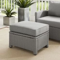 Bradenton Outdoor Wicker Ottoman - Gray
