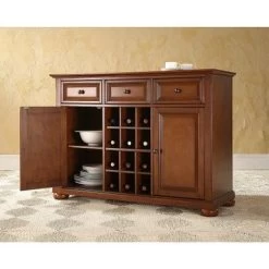 Alexandria Buffet Server / Sideboard Cabinet With Wine Storage In Classic Cherry Finish - Cherry