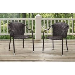 Crosley Furniture Palm Harbor Outdoor Wicker Stackable Chairs - Brown (Set Of 2)