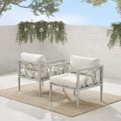 Ashford 2Pc Outdoor Metal Armchair Set - 27"x27.5"x31.5" - 27"x27.5"x31.5" - Crme