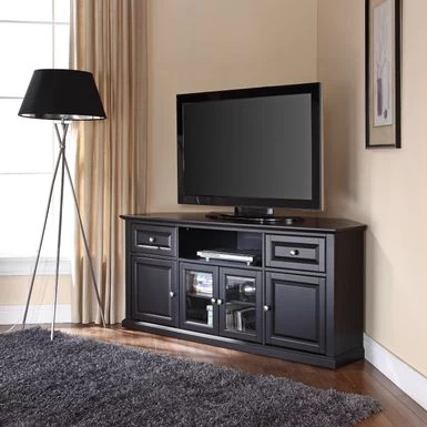 Black 60-inch Corner TV Stand - Black - Image 2